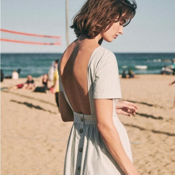 Beautiful SÉZANE (Fra) summer backless striped dress with pockets, EU40 (US8) - Picture 10 of 11